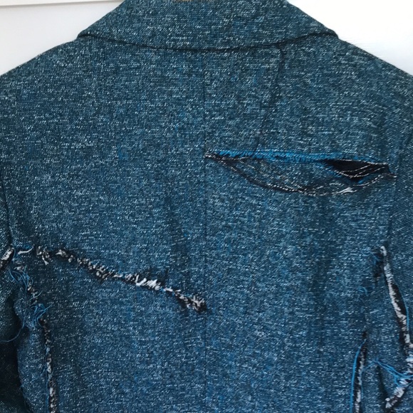 rag & bone Deconstructed Teal Twead Blazer size 2 - Picture 8 of 12